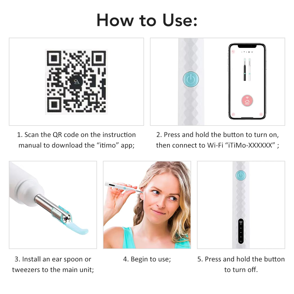 Smart Wi-Fi Visual Earwax Cleaner & Tweezer Set with 1080P HD Otoscope Camera